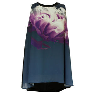 16w 24w Multi Color Floral Sleeveless High-Low Hem Blouse Alfani NEW w/ Tags